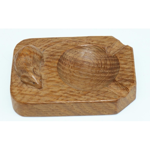 1476 - Robert Mouseman Thompson of Kilburn - an oak rectangular ashtray, carved with signature mouse, W10cm... 