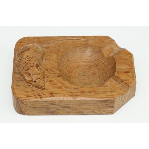 1477 - Robert Mouseman Thompson of Kilburn - an oak rectangular ashtray, carved with signature mouse, W10cm... 