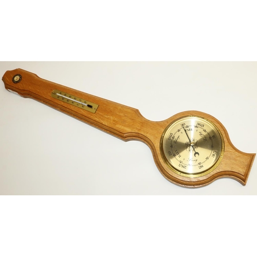 1483 - Brian Haw (former Mouseman carver) Yorkshire Oak - Aneroid barometer, with circular brass dial, H70c... 