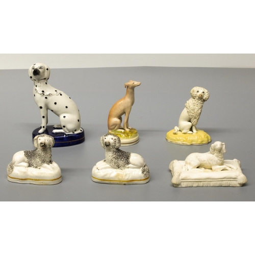 2033 - The Grange Goathland - C19th Staffordshire model of a seated Dalmation, pair of models of Poodles, a... 