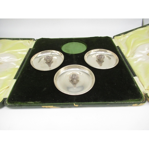 2004 - The Grange Goathland - Set of three Edw. V11 hallmarked silver circular dishes, the centres with cas... 