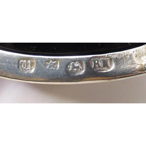 2009 - The Grange Goathland - Geo.111 hallmarked silver oval salt, beaded rim with Gothic pierced sides on ... 