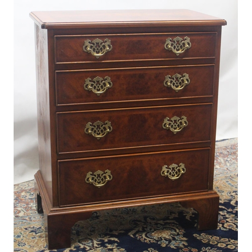 1411 - Small Ian Smith Queen Anne style walnut chest, burr top and four graduated cockbeaded drawers on sha... 