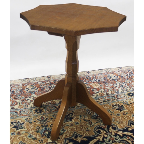 1459 - Brian Haw (former Mouseman carver) Yorkshire Oak - Octagonal occasional table with adzed top and fou... 