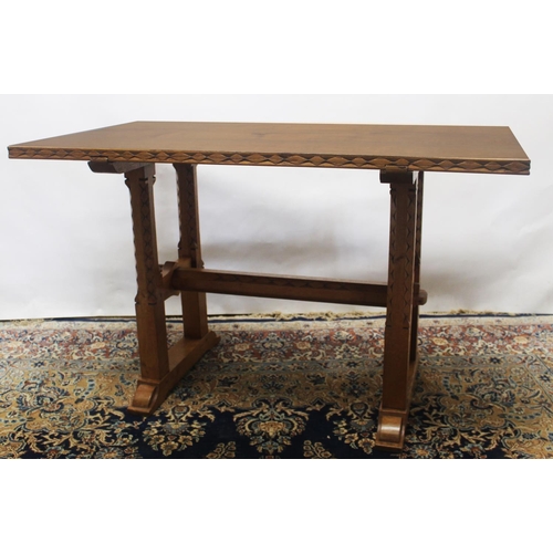 1427 - Brian Haw (former Mouseman carver) Yorkshire Oak - Arts and crafts style refectory table, rectangula... 