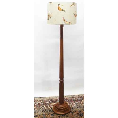 1441 - Brian Haw (former Mouseman carver) Yorkshire Oak - Standard lamp with fluted column and stepped base... 