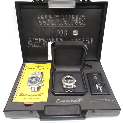 1072 - Breitling Emergency titanium wristwatch, signed dial with analogue and digital display, ref E76321, ... 