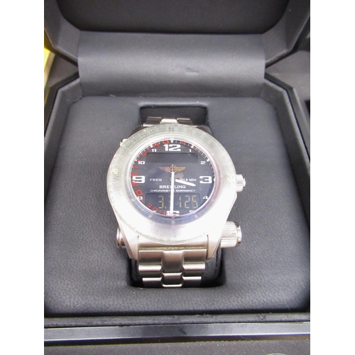 1072 - Breitling Emergency titanium wristwatch, signed dial with analogue and digital display, ref E76321, ... 