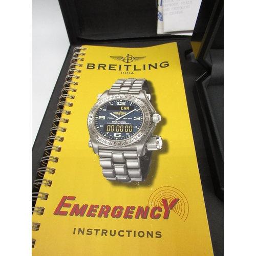 1072 - Breitling Emergency titanium wristwatch, signed dial with analogue and digital display, ref E76321, ... 