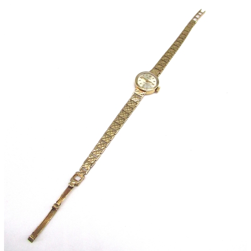 1076 - Ladies Rolex precision 9ct gold handwound wristwatch, signed silvered dial with applied baton hour m... 