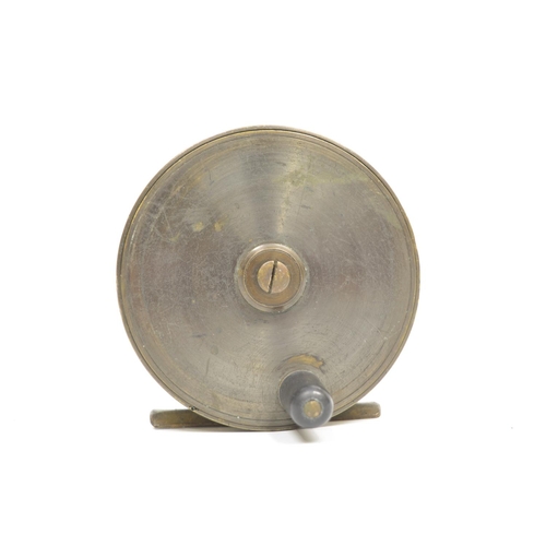 2092 - The Grange Goathland - Vintage brass centrepin salmon fishing reel, no makers marks, two bar foot br... 