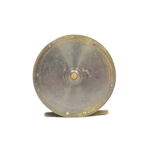 2092 - The Grange Goathland - Vintage brass centrepin salmon fishing reel, no makers marks, two bar foot br... 