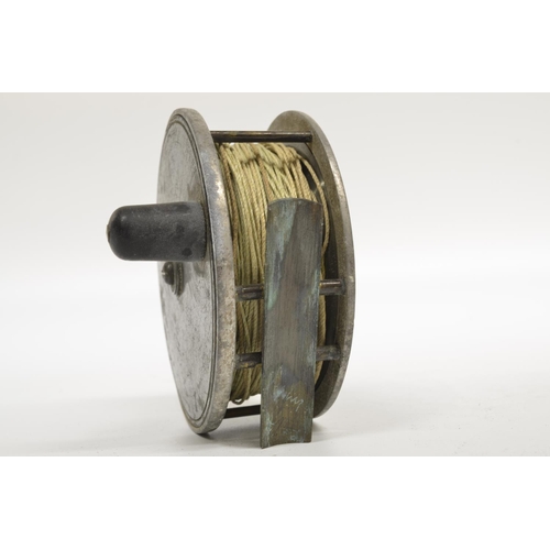 2096 - The Grange Goathland - Vintage brass and alloy centrepin salmon reel, no makers mark, double bar foo... 