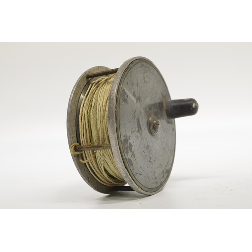 2096 - The Grange Goathland - Vintage brass and alloy centrepin salmon reel, no makers mark, double bar foo... 