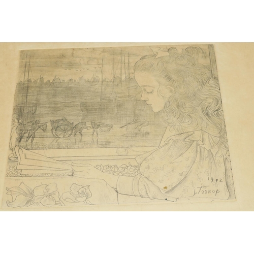 1341 - Jan Toorop (Dutch, 1858-1928); Charley Voor Het Raam (Charley am Fenster), monochrome etching, 11.5c... 