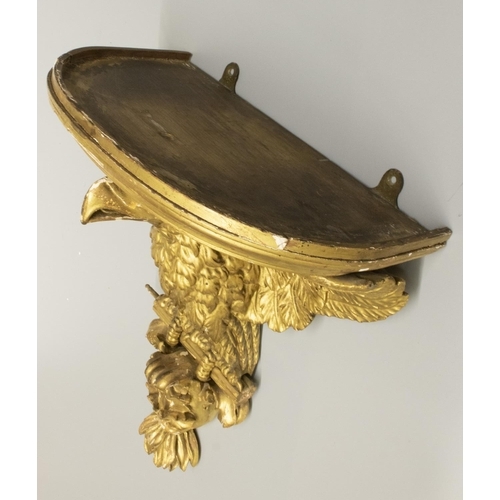 2019 - The Grange Goathland - Early C19th gilt wood wall bracket, D shaped top on Eagle support, W33cm H43c... 