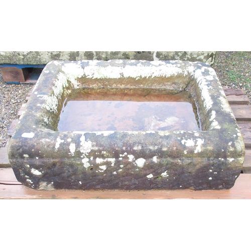 2237 - The Grange Goathland - Large well weathered sandstone trough, 81cm x 63cm, D23cm