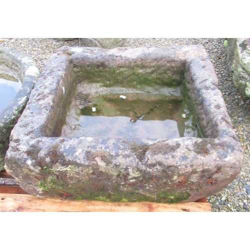 2244 - The Grange Goathland - Sandstone trough with herring bone markings, 54cm x 56cm, D20cm