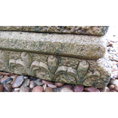 2283 - Pair of reconstituted stone planters, with scroll ends and fleur de lis decoration, 92cm x 33cm, app... 