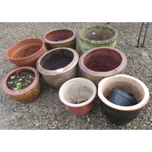 2308 - Collection of eight various terracotta planters, some painted with floral designs