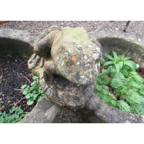 2313 - Two reconstituted stone planters and a garden ornament in the shape of a frog