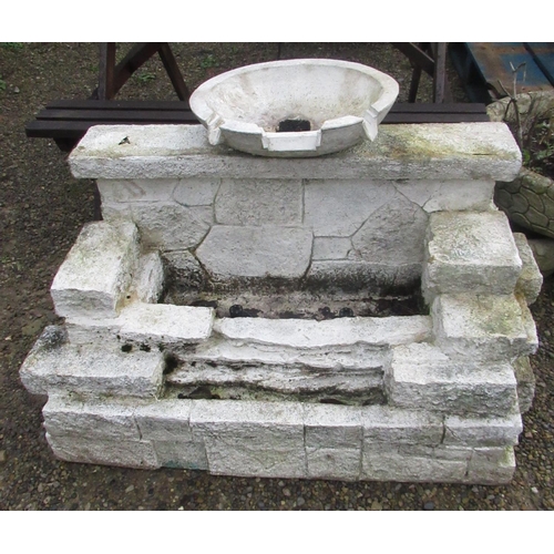 2315 - Fibreglass dry stone wall effect water feature with two spouts, W91cm H51cm D51cm