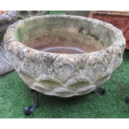 2318 - Set of three reconstituted stone circular planters with a wave style design, D50cm (3)