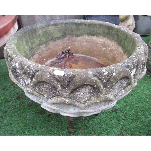 2319 - Pair of reconstituted stone circular planters with a wave style design, D50cm (3)