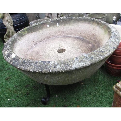 2320 - Extremely large, reconstituted stone planter with drainage hole, D78cm