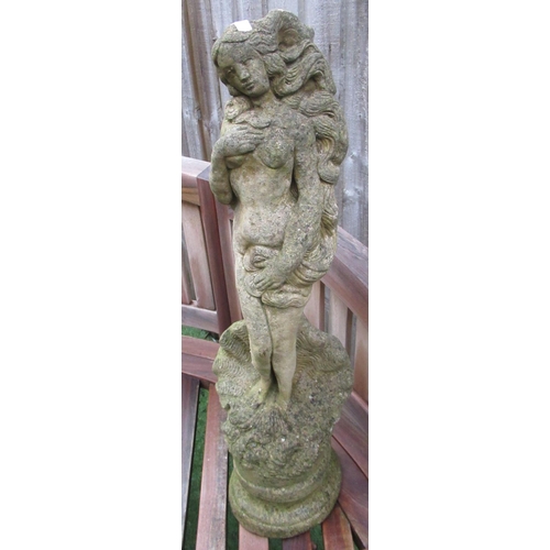 2323 - Reconstituted stone Venus in clam shell, H60cm