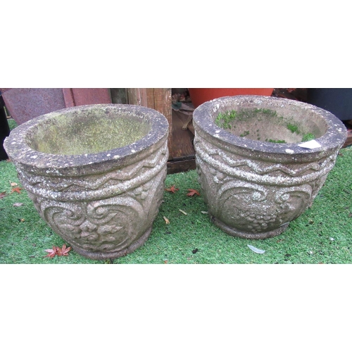 2324 - Pair of reconstituted stone planters, H28.5cm D32cm