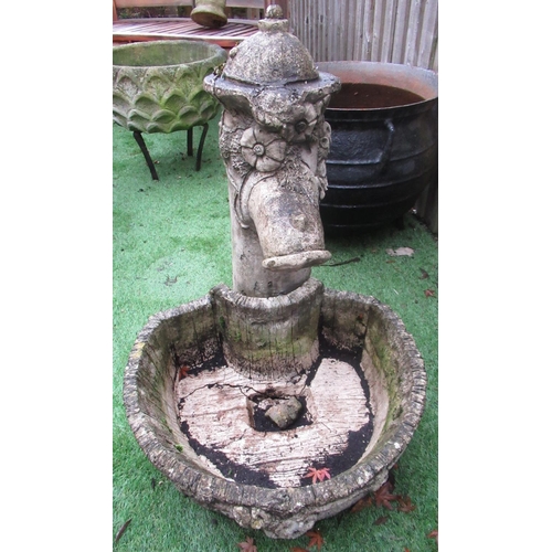 2325 - Reconstituted stone water fountain with floral design and basket