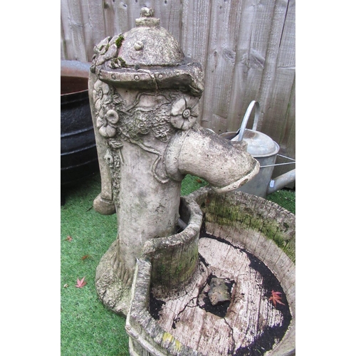 2325 - Reconstituted stone water fountain with floral design and basket