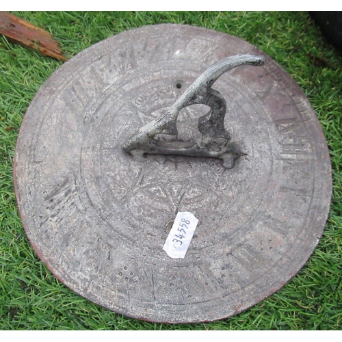 2327 - Cast metal boot scraper and lead sundial with Roman numerals to edge