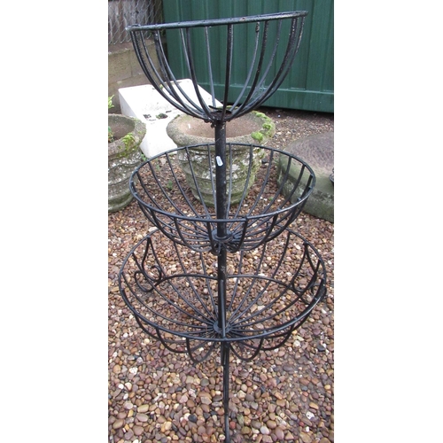 2293 - Three tier wrought metal garden planter, approx H94cm