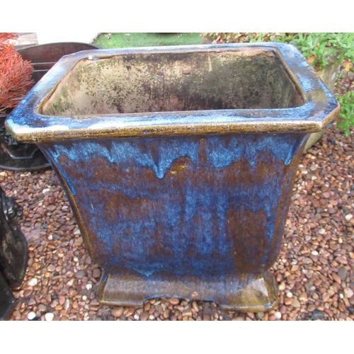 2296 - Large reconstituted stone planter with aquamarine stone glazing, 40cm x 54cm x 54cm