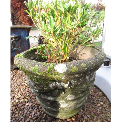 2299 - Pair of reconstituted stone planters with swag and bow design, approx 43cm x 53cm (2)