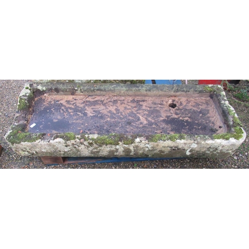 2235 - The Grange Goathland - Large sandstone sink with drainage hole, 153cm x 57cm, approx D20cm