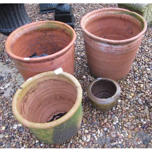 2294 - Pair of terracotta planters, 36cm x 38cm small painted terracotta pot with dragon design, and terrac... 