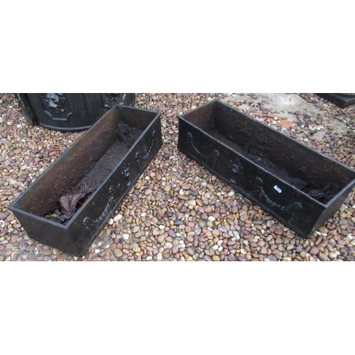 2291 - Pair of cast iron planters with urn and swag design, 60cm x 22cm x 15cm (2)