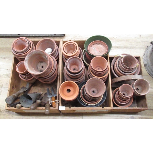 2249 - The Grange Goathland - Large collection of various terracotta pots, and potting shed tools including... 