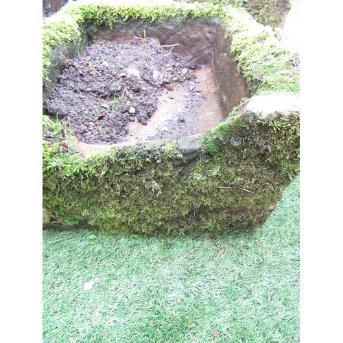 2257 - The Grange Goathland - Small stone trough, with central drainage hole (damage to one end), 54cm x 43... 