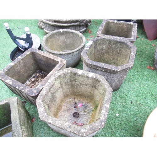 2326 - Five reconstituted small stone planters of various sizes