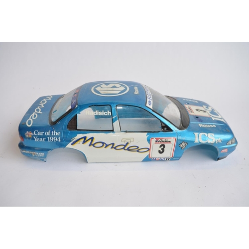 305 - 2 Tamiya 1/10 radio control cars with transmitters, both A/F: Ford Mondeo BTCC Touring car. Front ri... 