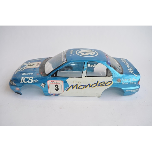 305 - 2 Tamiya 1/10 radio control cars with transmitters, both A/F: Ford Mondeo BTCC Touring car. Front ri... 