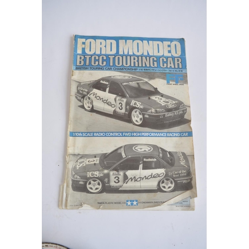 305 - 2 Tamiya 1/10 radio control cars with transmitters, both A/F: Ford Mondeo BTCC Touring car. Front ri... 