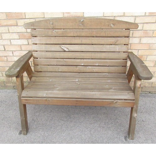 2335 - Hardwood garden bench, approx 126.5cm x 62cm x 102.5cm