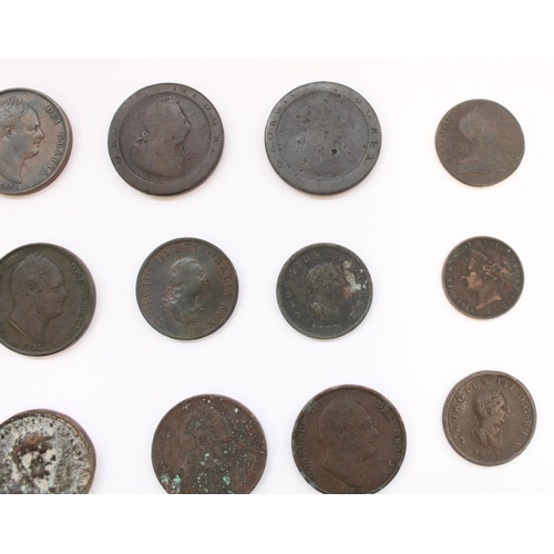 604 - Selection of Geo.II to QV British copper coinage to include cartwheel pennies, pennies, half pennies... 