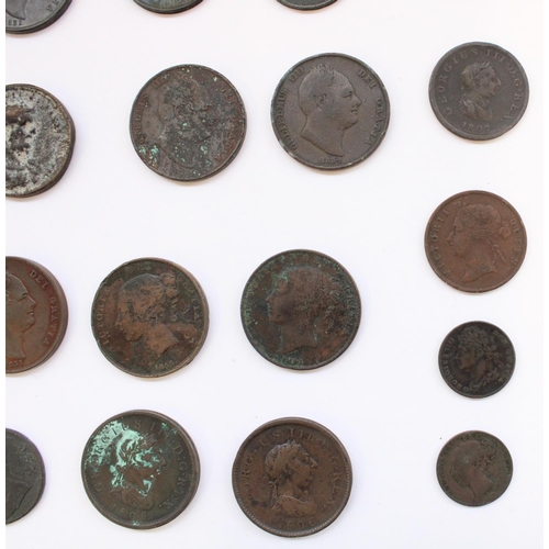 604 - Selection of Geo.II to QV British copper coinage to include cartwheel pennies, pennies, half pennies... 