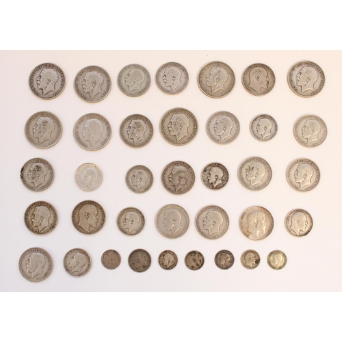 615 - Selection of GB pre-1920 silver content coinage, Edw. VII to Geo.IV, threepence through half crown, ... 